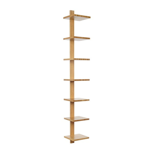 Nástenná polica z bambusového dreva Furniteam Design, výška 150 cm