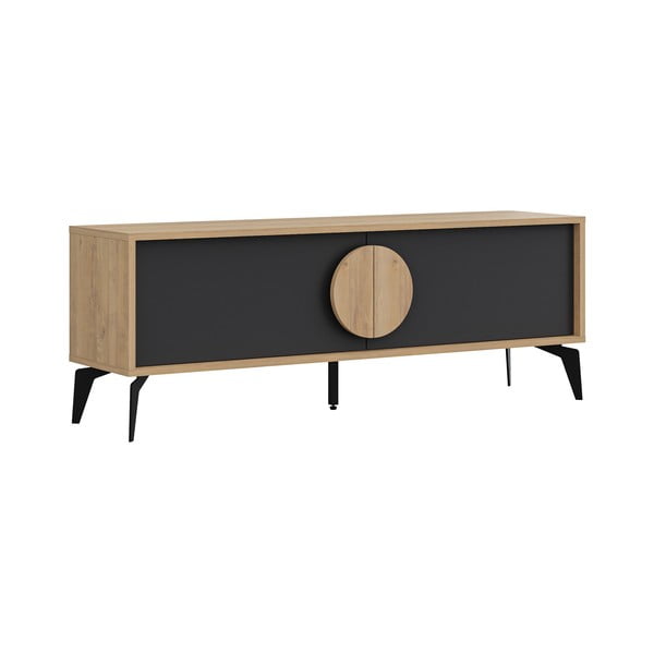 TV stolík v dekore duba v čierno-prírodnej farbe 140x51 cm Vae – Marckeric-image-2