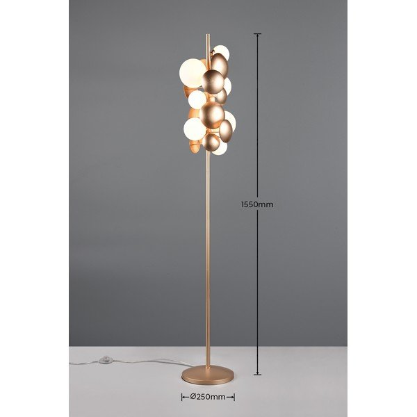 Stojacia lampa so skleneným tienidlom v zlato-bielej farbe (výška 155 cm) Bubble – Trio Select-image-4