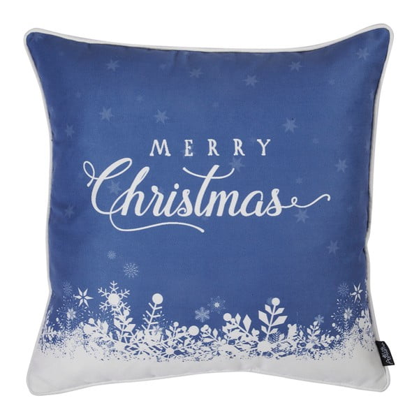Modrá obliečka na vankúš s vianočným motívom Mike & Co. NEW YORK Honey Merry Christmas, 45 × 45 cm