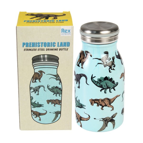 Svetlomodrá detská fľaša z nehrdzavejúcej ocele 250 ml Prehistoric Land – Rex London-image-3
