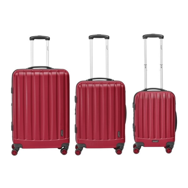 Sada 3 červených cestovných kufrov Packenger Velvety