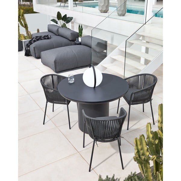 Čierna kovová/polstrovaná záhradná stolička Yanet – Kave Home-image-4