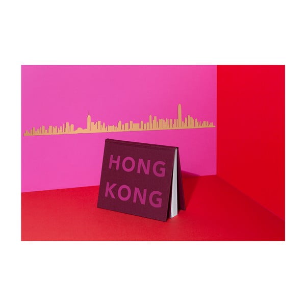 Pozlátená nástenná dekorácia so siluetou mesta The Line Hong Kong