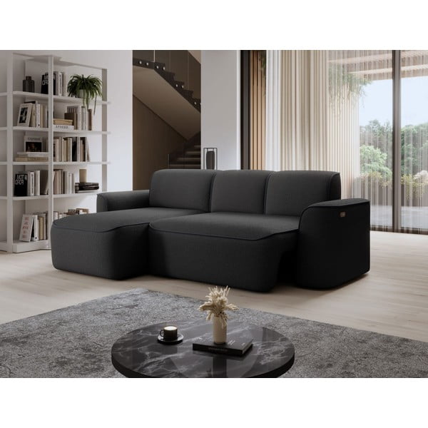 Antracitová rohová pohovka z textílie buklé (ľavý roh/s leňoškou) Ume – ELTAP-image-4