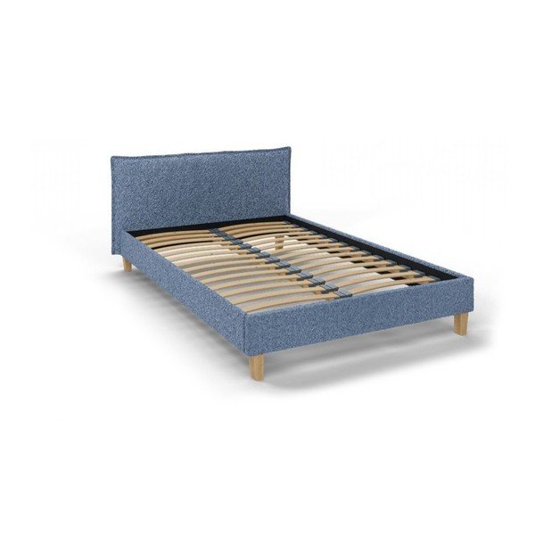 Modrá čalúnená dvojlôžková posteľ s roštom 140x200 cm Tina - Ropez