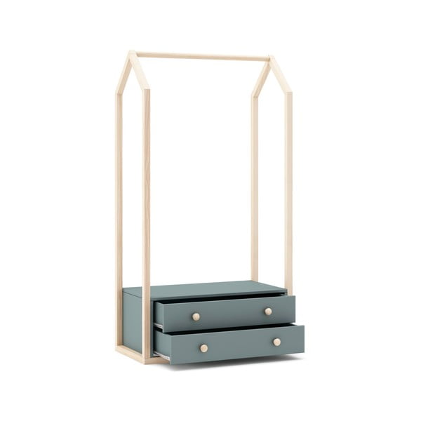 Otvorená detská šatníková skriňa sivozelená 80x170x40 cm Esteban – Marckeric-image-4