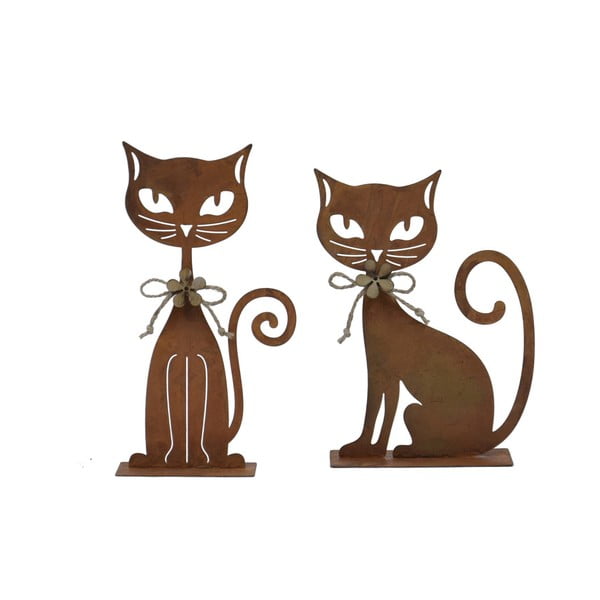 Sada 2 dekorácií z kovu v tvare sediacich mačiek Ego Dekor, 12,5 x 17,5 cm