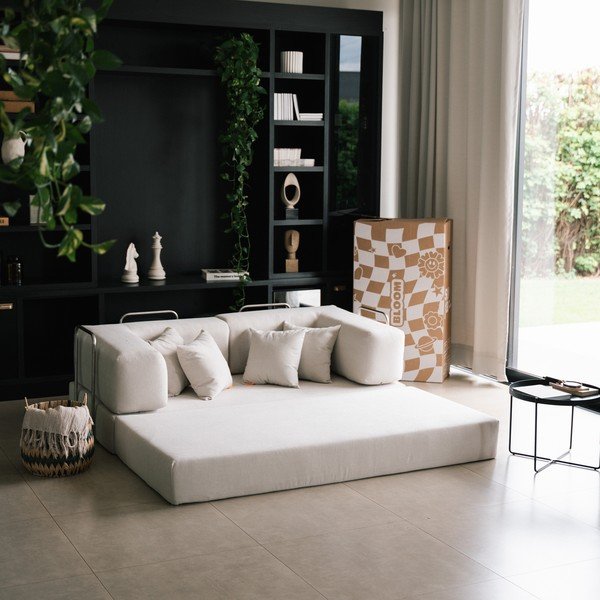 Béžová rozkladacia pohovka z textílie buklé 180 cm Bloom – TemaHome-image-1