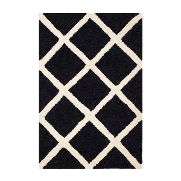 Vlnený koberec Sophie Black, 91x152 cm
