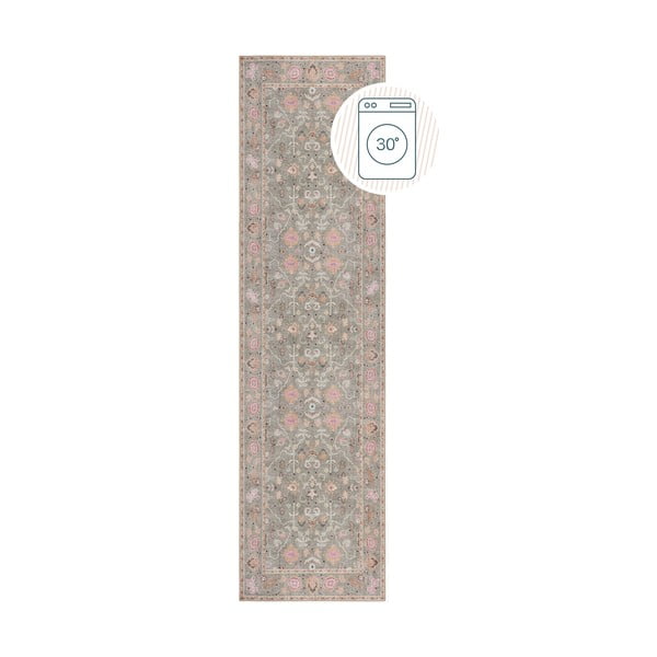 Svetlozelený prateľný behúň 60x230 cm Una Floral – Flair Rugs