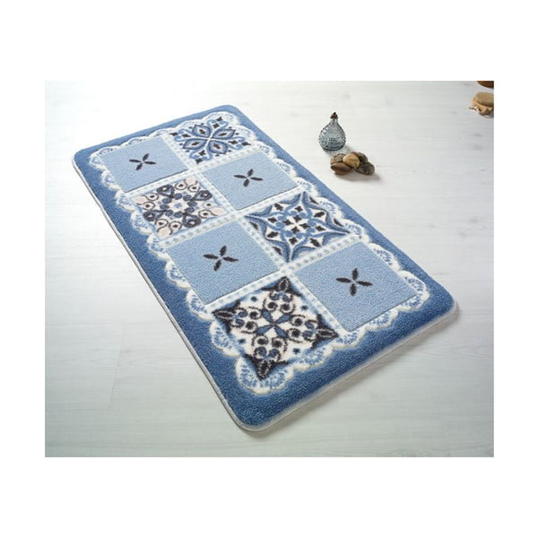Modrá kúpeľňová predložka Confetti Bathmats Ceramic, 57 × 100 cm