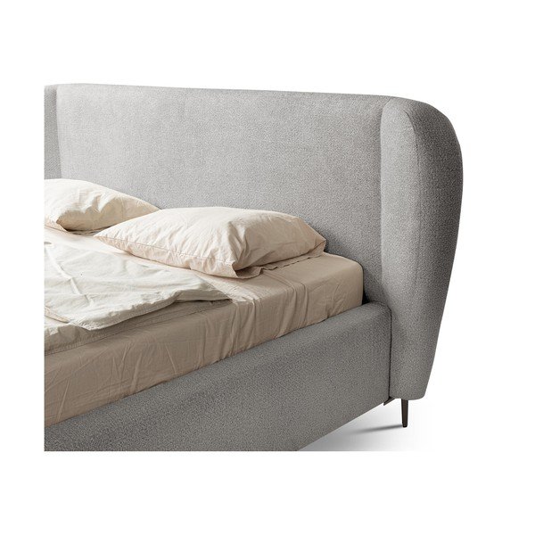 Svetlosivá čalúnená dvojlôžková posteľ s roštom 140x200 cm Makana – Makamii-image-4