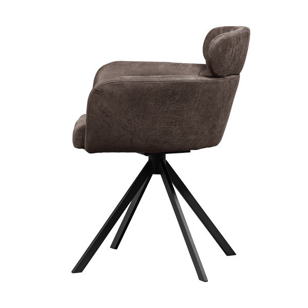 Tmavohnedé čalúnené jedálenské kreslo s podrúčkami Fenne – WOOOD-image-3