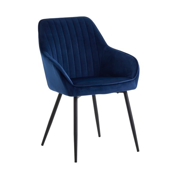 Tmavomodré čalúnené jedálenské kreslá v súprave s podrúčkami 2 ks Nolan Stripe – Unique Furniture