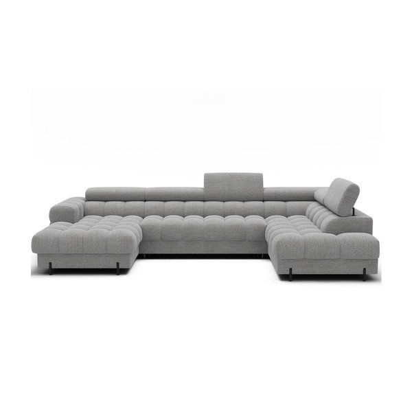 Sivá rozkladacia rohová pohovka z textílie buklé (pravý roh/do tvaru "U") Feraria – ELTAP