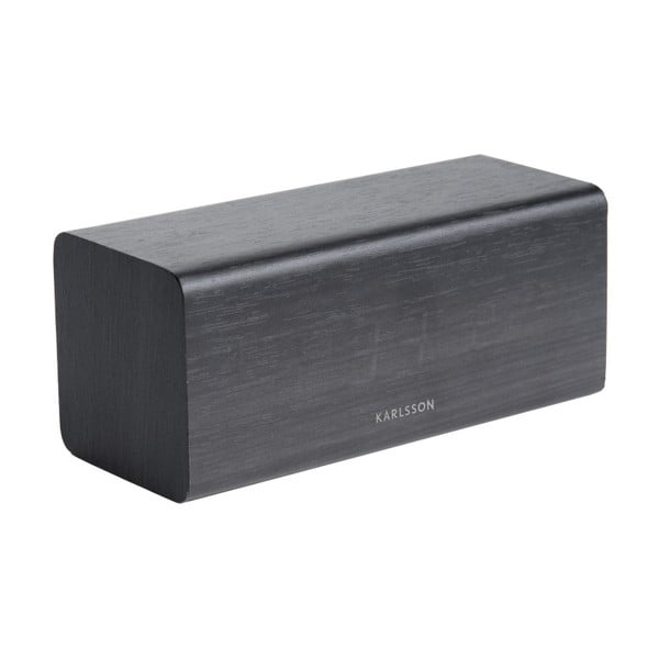 Čierny budík v drevenom dekore Karlsson Block, 16 × 7,2 cm-image-2