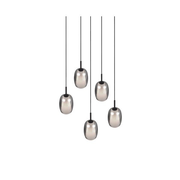 Závesné svietidlo so skleneným tienidlom ø 48 cm v čierno-striebornej farbe Barret – Trio Select-image-4