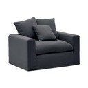 Antracitové ľanové kreslo Nora – Kave Home