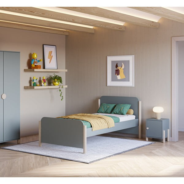 Detský nočný stolík sivozelený z borovicového dreva Enola – Marckeric-image-1