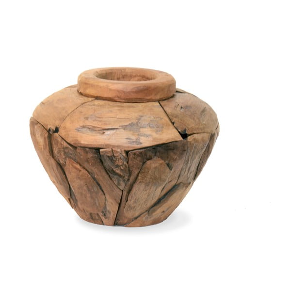 Váza z teakového dreva Moycor Low, 30 cm