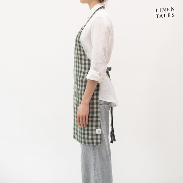 Ľanová zástera Forest Green Gingham – Linen Tales-image-2