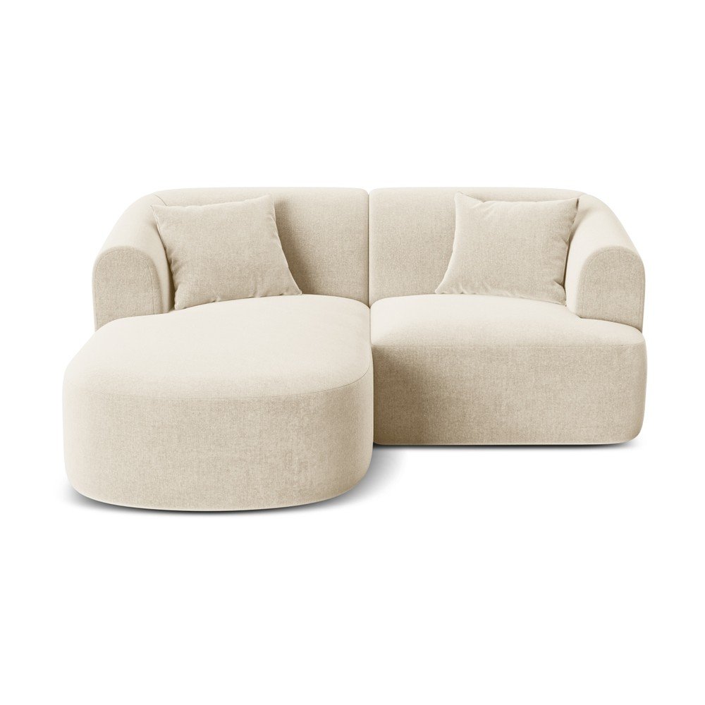 Béžová zamatová rohová pohovka (ľavý roh/s leňoškou) Campi – Cosmopolitan Design