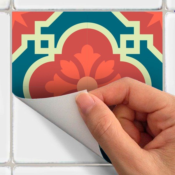 Sada 16 nástenných samolepiek Ambiance Wall Stickers Tiles Azulejos Colorful Vintage Style, 10 × 10 cm-image-3