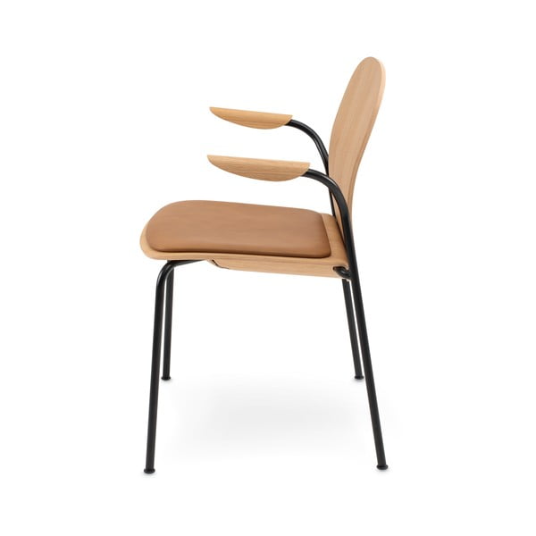 Koňakovohnedé/v prírodnej farbe jedálenské stoličky v súprave s podrúčkami/stohovateľné 2 ks v dekore duba Book – Gazzda-image-2