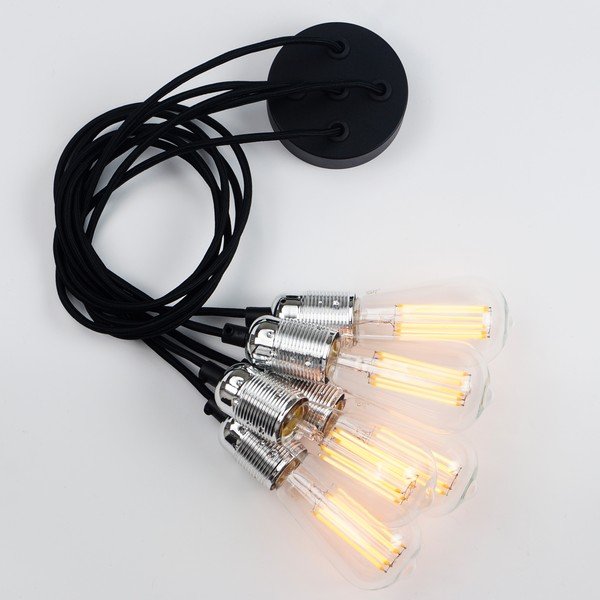 Čierne päťramenné závesné svietidlo s detailmi v striebornej farbe Sotto Luce Uno-image-3