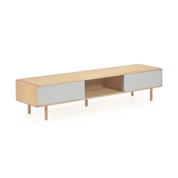 Sivý/v prírodnej farbe TV stolík v dekore jaseňa 180x41x42 cm Anielle – Kave Home