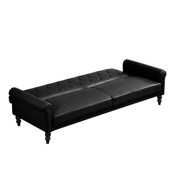 Čierna polohovacia/rozkladacia pohovka z imitácie kože 222 cm Tyne – Støraa-image-4