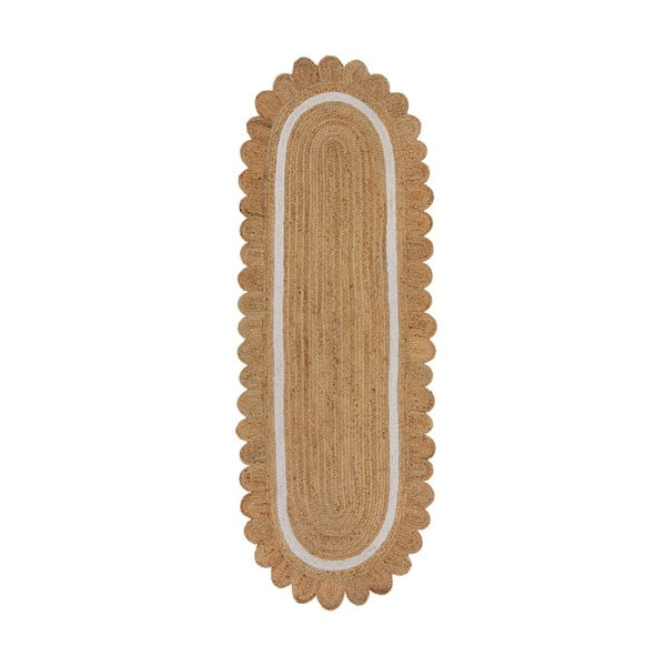 Ručne tkaný jutový behúň v prírodnej farbe/slonovinový 80x230 cm Grace White – Flair Rugs