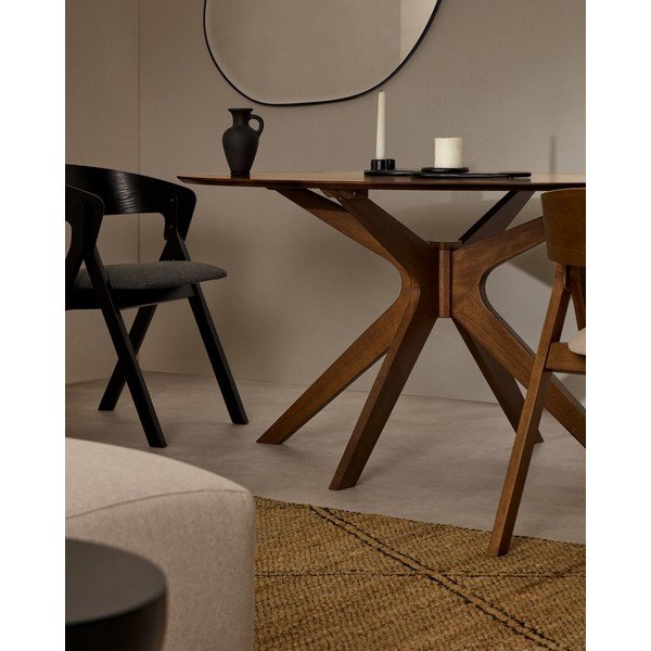 Okrúhly jedálenský stôl s doskou v dekore orechového dreva ø 120 cm Naanim – Kave Home-image-2