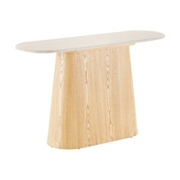Krémovobiely/v prírodnej farbe konzolový stolík s doskou z kameňa 40x130 cm Larvik – House Nordic
