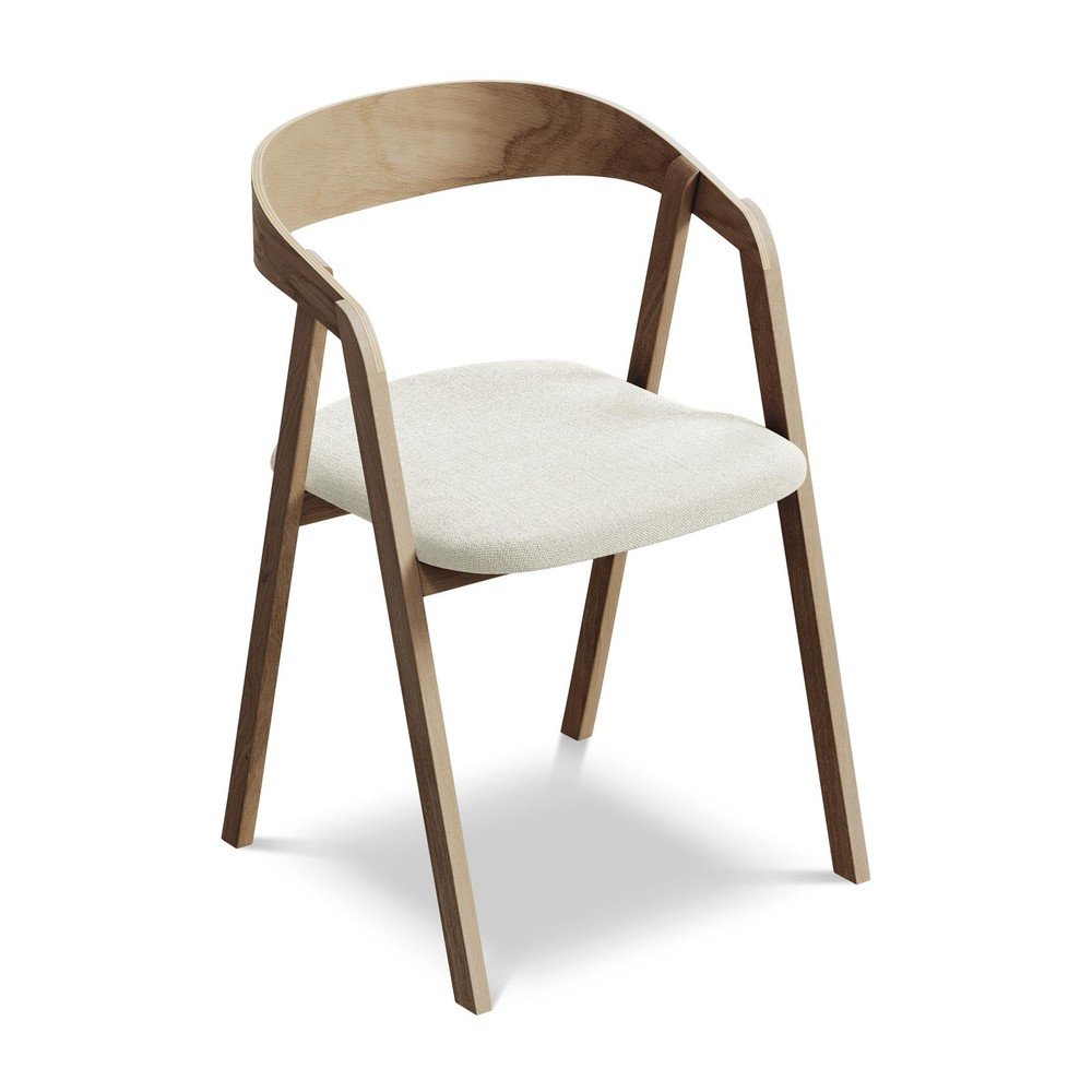 Krémovobiele jedálenské kreslo z masívneho dreva Erika – Makamii