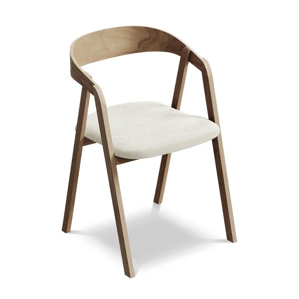 Krémové jedálenské kreslo z masívneho dreva Erika – Makamii