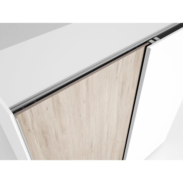 Biela šatníková skriňa v dekore duba s posuvnými dverami 182x200 cm Sahara - Marckeric-image-3