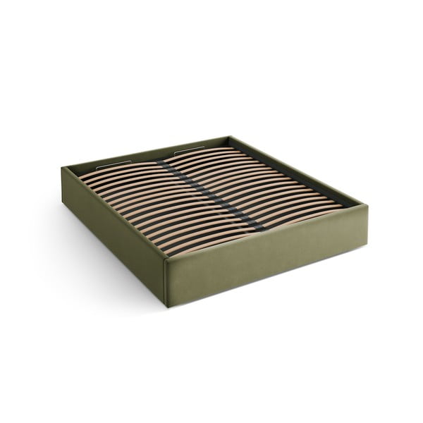 Zelená čalúnená dvojlôžková posteľ s úložným priestorom/bez čela s roštom 180x200 cm Susan – Micadoni 