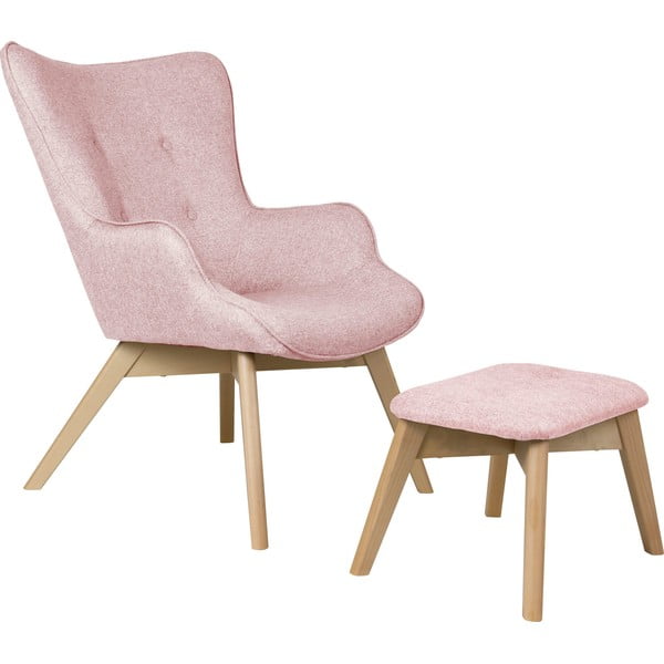 Svetloružové kreslo s podnožkou Niko – Ropez