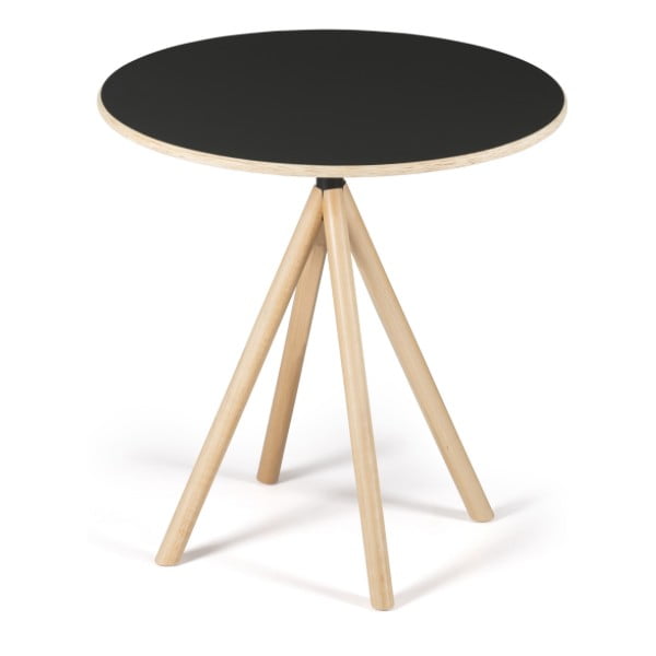 Čierny stôl s drevenými nohami IKER Mannequin Round