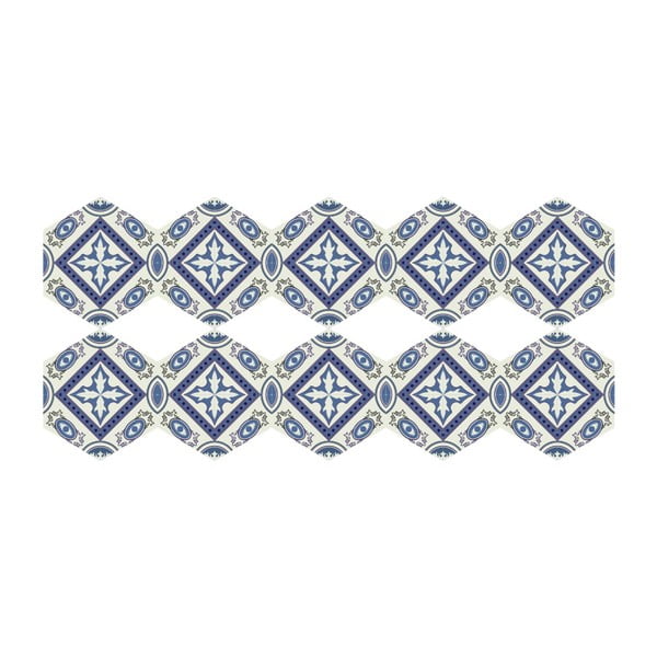 Sada 10 samolepiek na podlahu Ambiance Floor Stickers Hexagons Leonardina, 40 × 90 cm