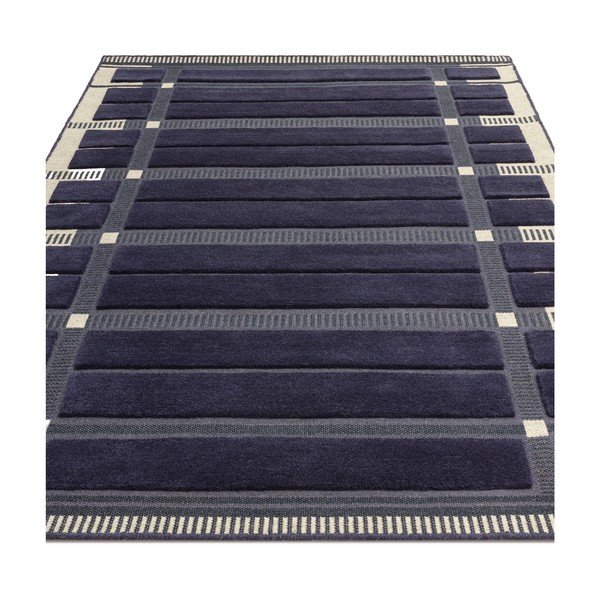 Tmavomodrý/béžový ručne tkaný vlnený koberec 120x170 cm – Asiatic Carpets-image-4