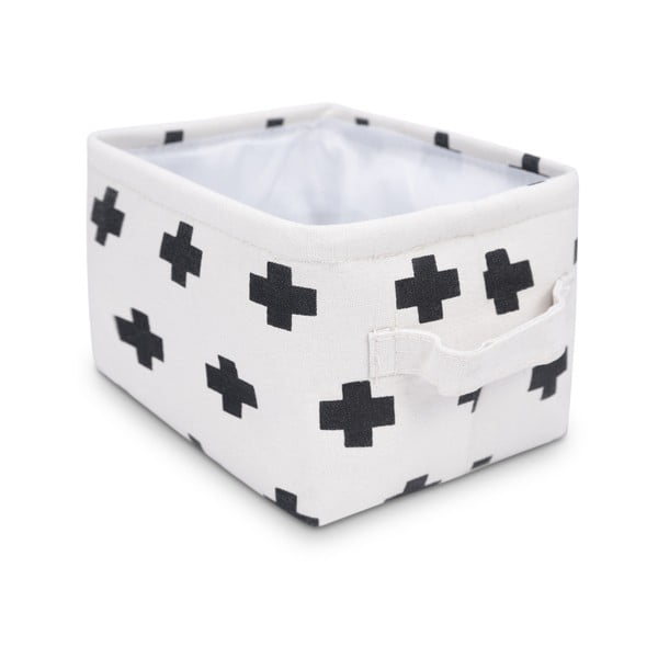 Čierno-biely úložný košík KICOTI Cross, 20 × 16 cm-image-1