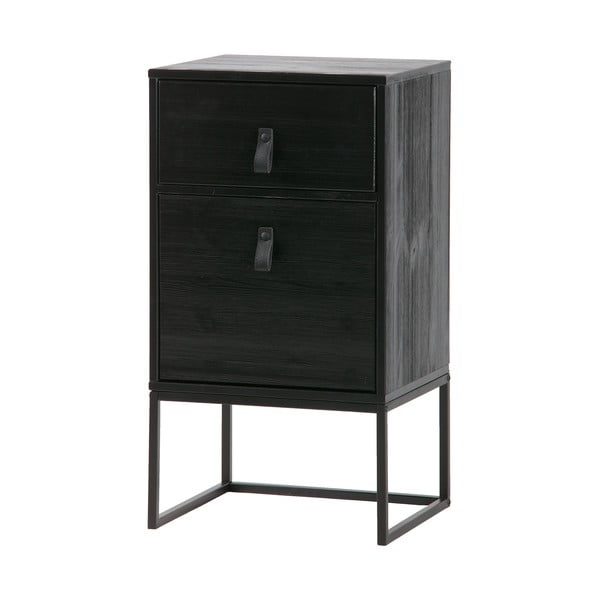 Čierny nočný stolík so zásuvkou a dvierkami WOOOD Zola-image-2