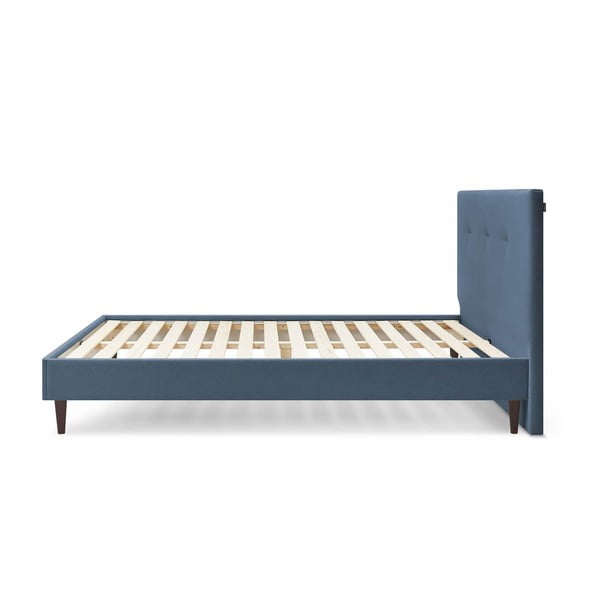 Tmavomodrá čalúnená dvojlôžková posteľ s roštom 180x200 cm Tory - Bobochic Paris-image-2