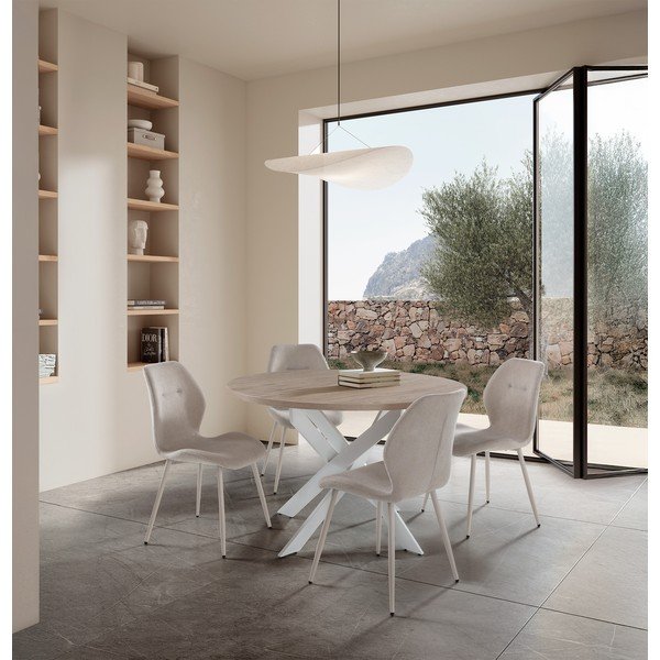 Krémovobiele čalúnené jedálenské stoličky v súprave 4 ks Ansu – Marckeric-image-1