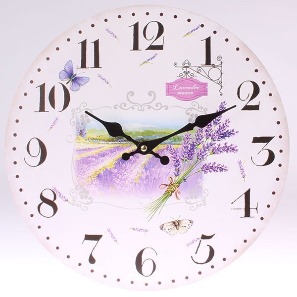 Drevené hodiny Lavender Manor, 34 cm