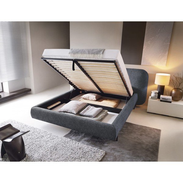 Modrá čalúnená dvojlôžková posteľ s úložným priestorom s roštom 180x200 cm Pointt – ELTAP-image-2