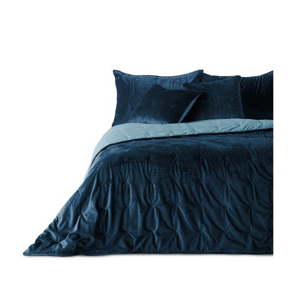 Modrá zamatová prikrývka na jednolôžko DecoKing Daisy, 210 x 170 cm-image-4